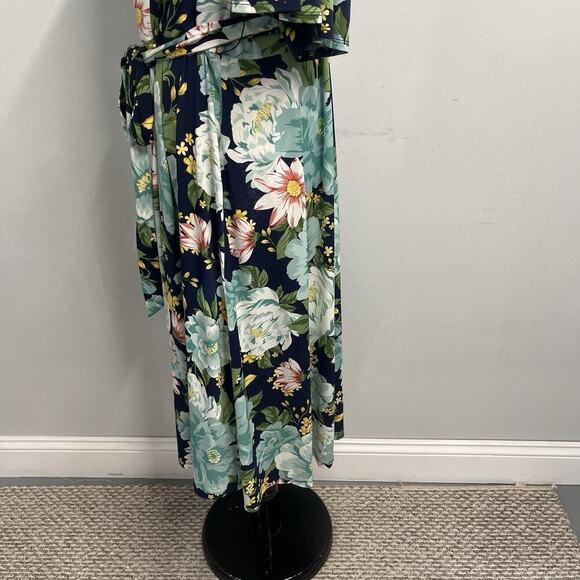 Charter Club Dress Plus size 3X Blue Green Floral Tropical Floral Stretch Knee - Picture 10 of 13